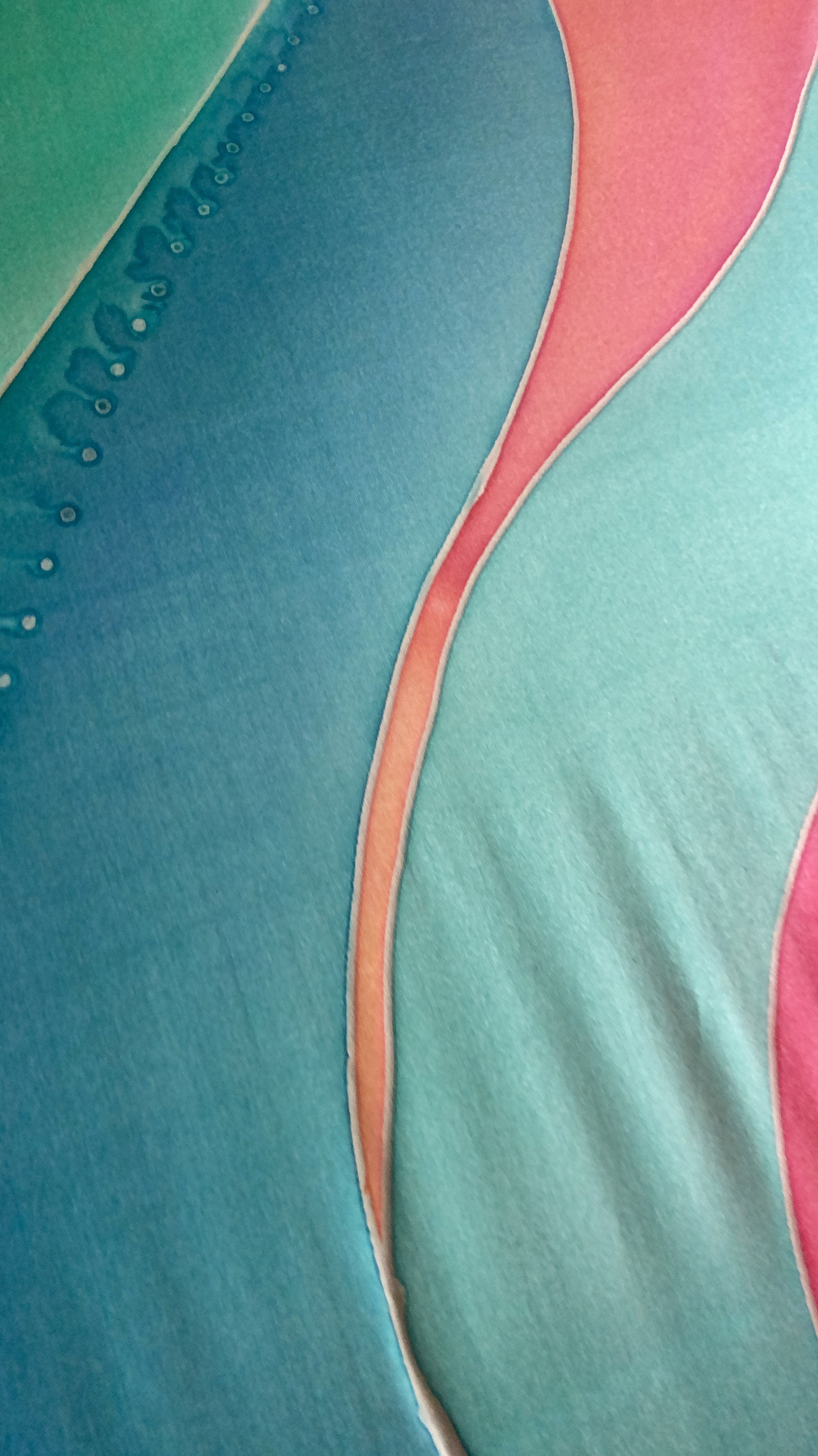 close up of Swirl my World - Wall art & multifunctional shawl 100% silk