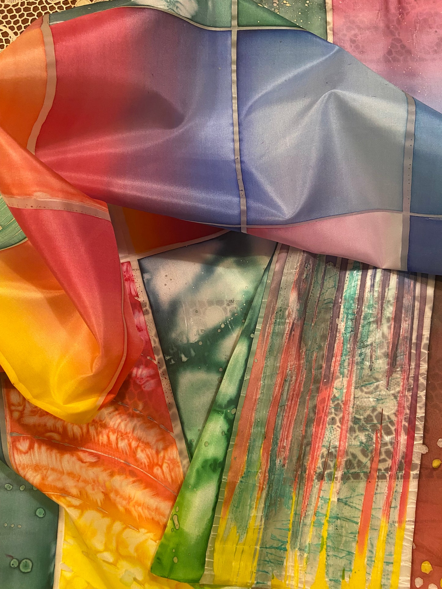 Multi purpose Rainbow 100% silk square luxury scarf