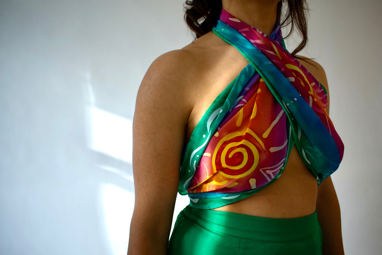 100% Silk Hand Painted Scarf - Moana Sun Rays -